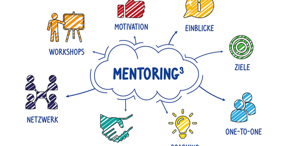 Aspects of mentoring³: workshops, motivation, insights, goals, one-to-one, coaching, support, network 