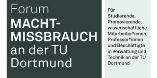 " Forum Machtmissbrauch an der TU Dortmund" Es ist ein Flyer zu sehen Mit QR Code und Details.