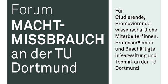 " Forum Machtmissbrauch an der TU Dortmund" Es ist ein Flyer zu sehen Mit QR Code und Details.