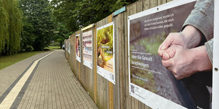 Foto eines Bauzauns mit mehreren Plakaten der Posterausstellung "Bunt ist schöner" von Kassandra Ruhm.