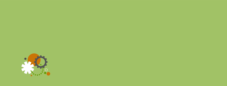 Decorative graphic featuring gears and circular elements that symbolize technical processes and collaboration.