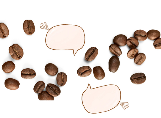 Coffee beans arranged to form two speech bubbles