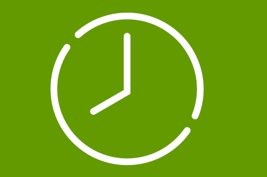 Eine Uhr, deren Zeiger acht Uhr anzeigen.