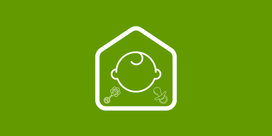 Child's head in a painted house as a symbol for child care at TU Dortmund University.