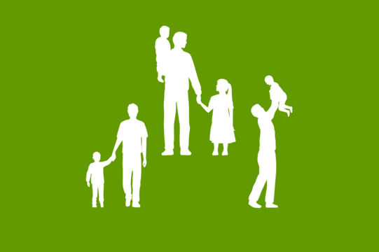 Fathers are depicted with their children.