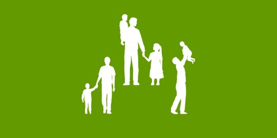 Fathers are depicted with their children.