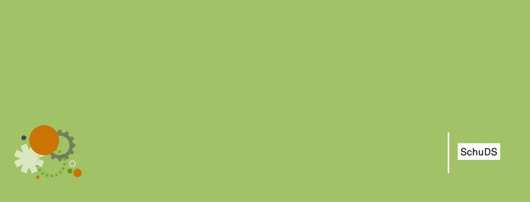 Dekorative Grafik mit Zahnrädern und Kreiselementen sowie dem Wort ‚SchuDS‘ (Zentrale Beratungsstelle zum Schutz vor Diskriminierung und vor sexualisierter Gewalt), die technische Prozesse und Zusammenarbeit symbolisiert.