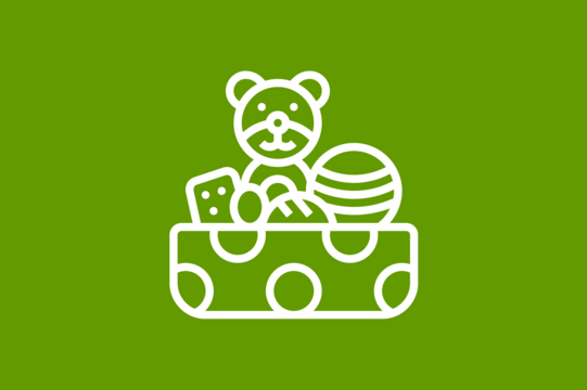 Toy box with a teddy.