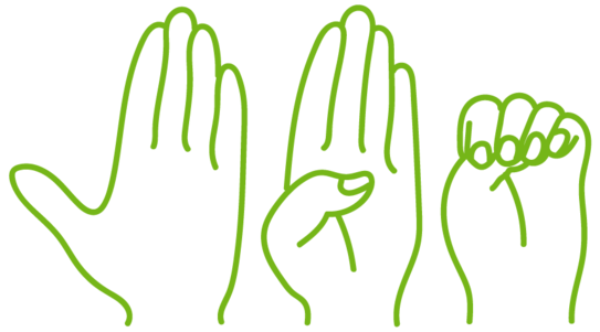 Der stille Hilferuf. Erst eine Hand mit abgespreiztem Daumen, dann wird der Daumen in die Handinnenfläche gelegt und als letztes werden die restlichen Finger über den Daumen gefaltet.