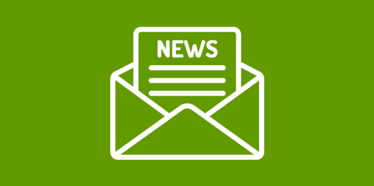 Envelope with a newsletter labeled 'NEWS' inside