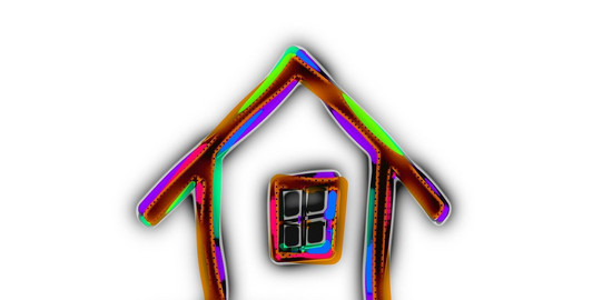 Symbolbild Diversität Buntes Haus auf bunten Boden