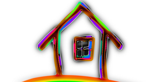 Colorful house on a colorful floor