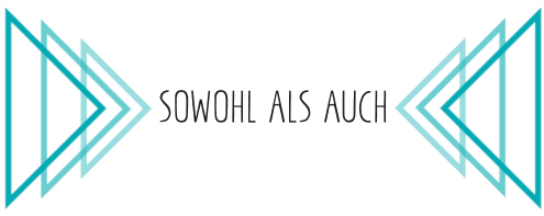 Slogan "Sowohl als auch" von oben und unten zeigen die Spitzen von drei Dreiecken auf den Text