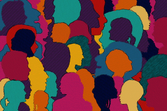bunte Personen ohne Gesichter